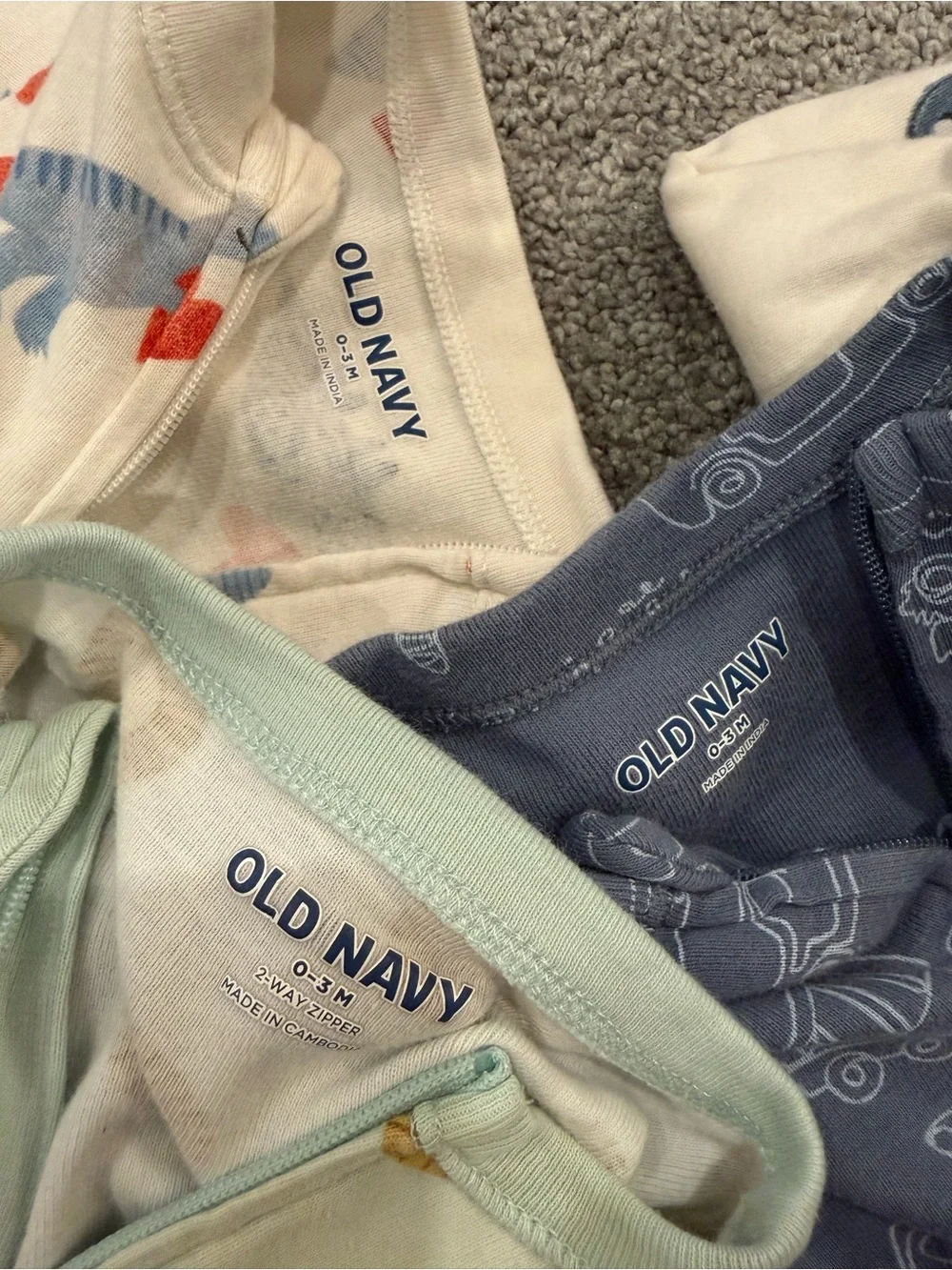 Carter's Mixed Baby Footed One-Piece Sleepers in Blue, Yellow, Cream